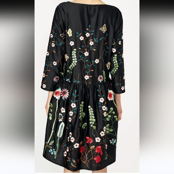 Hallhuber Floral Embroidered Black Dress Size 8 - Picture 3 of 9